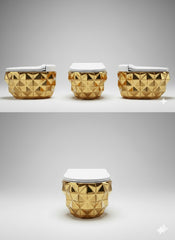 3D Modern Diamond Wall-Hung Toilet Set | Art Bowl, Basin, Toilet