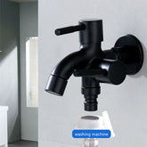 Two-Way Double Bib Tap – Stainless Steel Black Finish for Bathrooms & Kitchens
