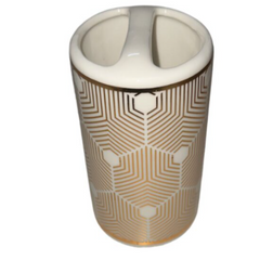 Luxury 4pc White & Gold Bath Set – Dispenser, Holder, Dish