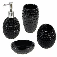 Ceramic Bathroom Set 4 Pieces | Soap Dispenser, Beaker, Dish, Holder