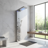 Brushed Nickel Shower Panel Tower with Rainfall & Jets