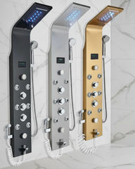 Brushed Nickel Shower Panel Tower with Rainfall & Jets