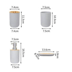 "Bathroom Accessories Set – Soap Dispenser, Bottle, and Dish for Stylish Bath Décor"