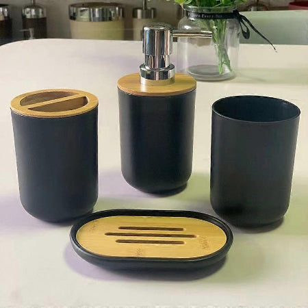 "Bathroom Accessories Set – Soap Dispenser, Bottle, and Dish for Stylish Bath Décor"