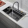 Waterfall Kitchen Sink – Black Stainless Steel Undermount or Countertop Farmhouse Sink