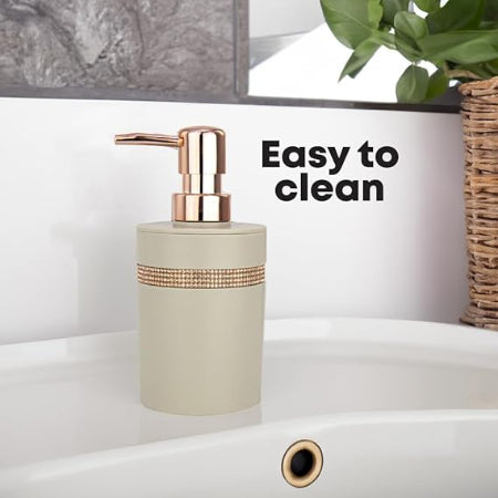 Bathroom Soap and Toothbrush Holder Set 4pc Bathroom Accessories sets Modern Vanity Organiser with Soap Dish Tumbler Cup & Soap Dispenser (Diamante Bath Set )