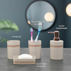 Bathroom Soap and Toothbrush Holder Set 4pc Bathroom Accessories sets Modern Vanity Organiser with Soap Dish Tumbler Cup & Soap Dispenser (Diamante Bath Set )