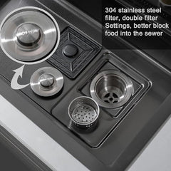 Waterfall Kitchen Sink – Black Stainless Steel Undermount or Countertop Farmhouse Sink