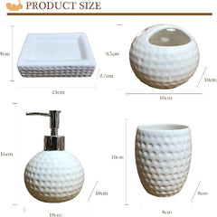 Ceramic Bathroom Set of 4 Pieces- Soap Dispenser, Beaker/Tumbler, Soap Dish, Brush Holder