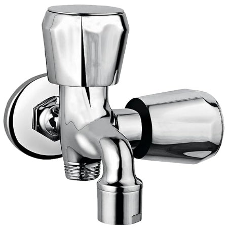Two-Way Double Bib Tap – Brass Finish for Bathrooms & Kitchens