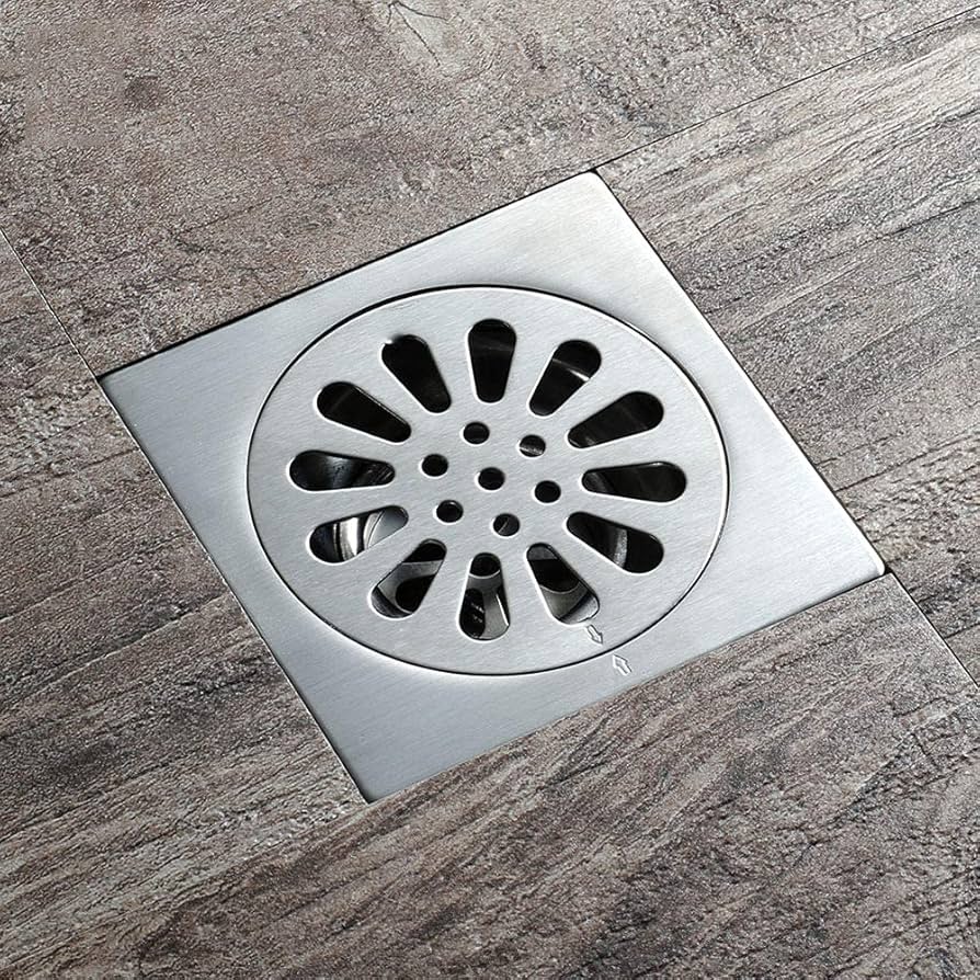 "Stainless Steel Floor Drain – Square Shower & Kitchen Drain with Deodorant & Hair Strainer"