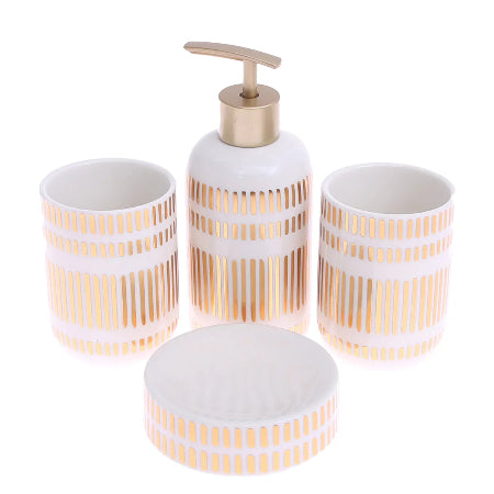 Elegant 4pc White Ceramic Bath Set – Stylish & Useful