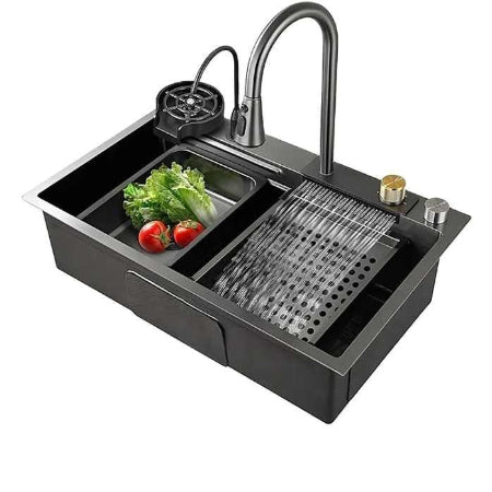 Custom Flying Rain Smart Faucet Kitchen Sink with Cup Washer – Stainless Steel 304