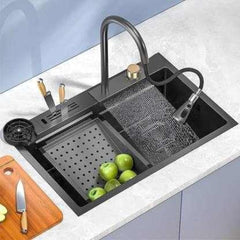 Custom Flying Rain Smart Faucet Kitchen Sink with Cup Washer – Stainless Steel 304