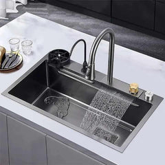Custom Flying Rain Smart Faucet Kitchen Sink with Cup Washer – Stainless Steel 304