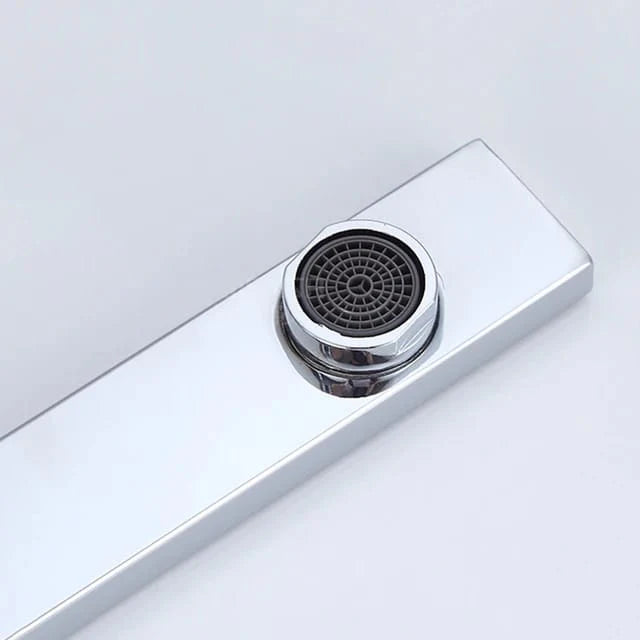Stainless Steel L-Shape Kitchen Faucet | Silver-Black | 360° Rotatable