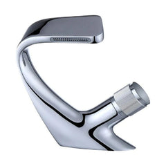 Elegant Swan-Shaped Side Handle Bathroom Faucet — Black & Silver Waterfall Design