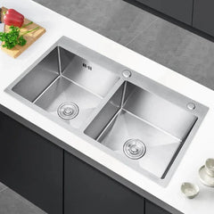 Stainless Steel Kitchen Sink Bowl  Double| HM82×45cm | Extra-Wide & Heavy-Duty