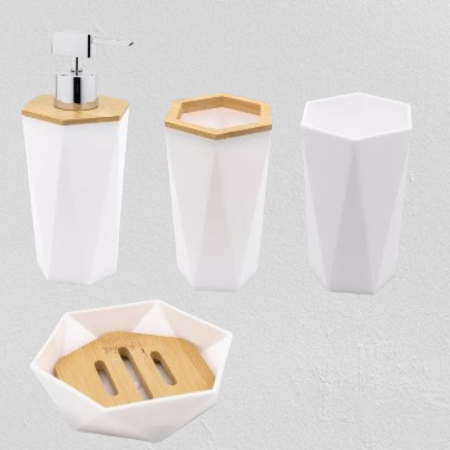 Premium Hand Soap Dispenser – Liquid Soap, Shampoo, Hand Wash, Sanitizer, Lotion Bottle – Durable Plastic with Elegant Wooden Lid – Ideal for Kitchen & Washbasin (Pack of 1)