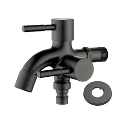 Two-Way Double Bib Tap – Stainless Steel Black Finish for Bathrooms & Kitchens