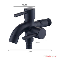 Two-Way Double Bib Tap – Stainless Steel Black Finish for Bathrooms & Kitchens