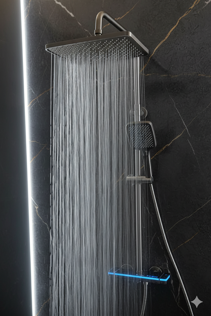 LED Display Imported Shower Set | 304 Steel Dual Handle Set