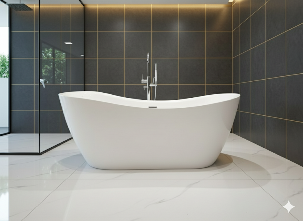 Freestanding Oval Soaking Bathtub – Solid Surface Tub