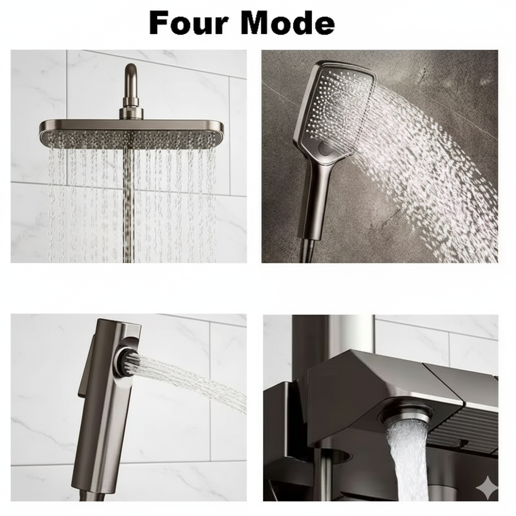 8 pc Imported Rain Shower | Hot Cold Wall Mounted Shower Set