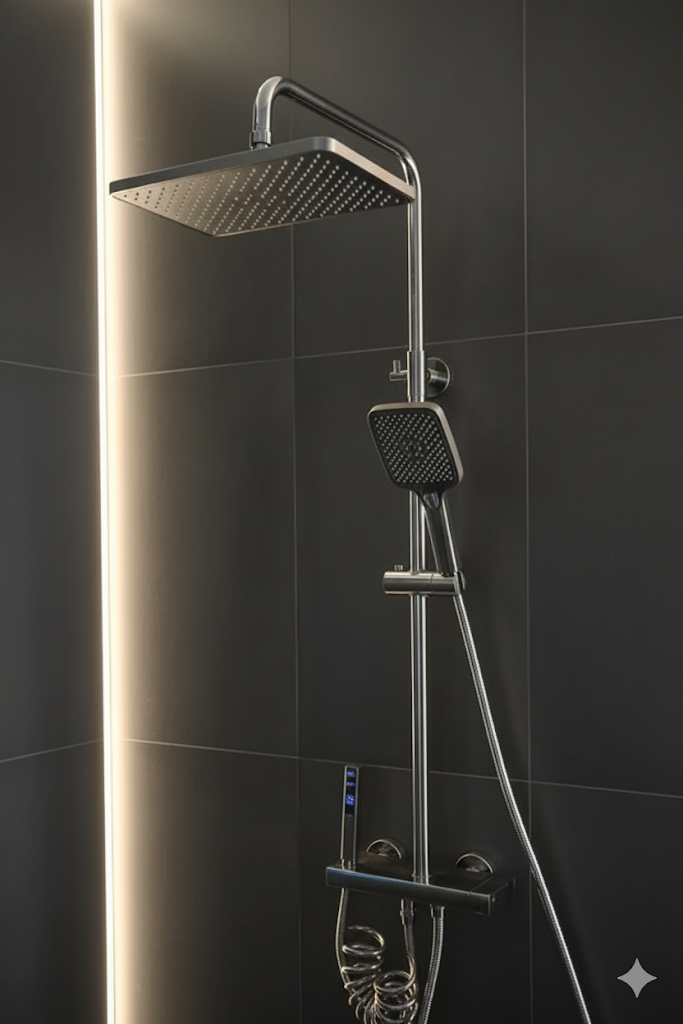 LED Display Imported Shower Set | 304 Steel Dual Handle Set