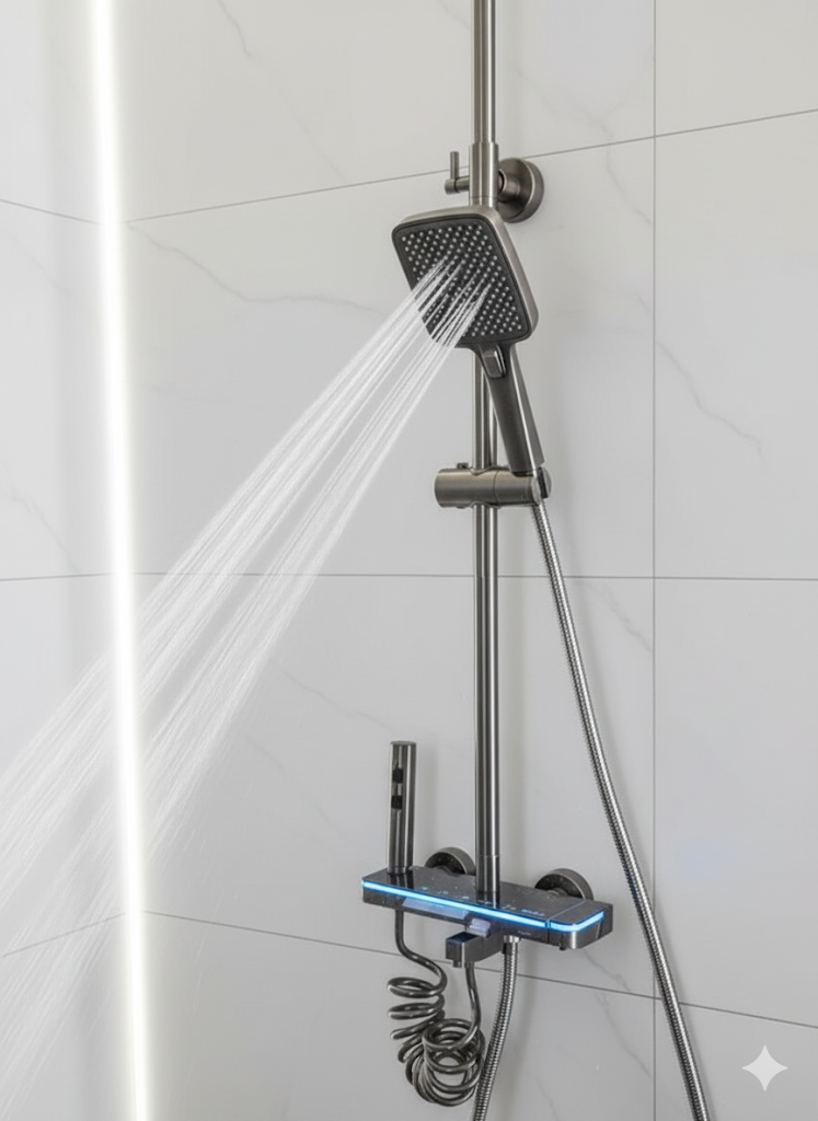 LED Display Imported Shower Set | 304 Steel Dual Handle Set