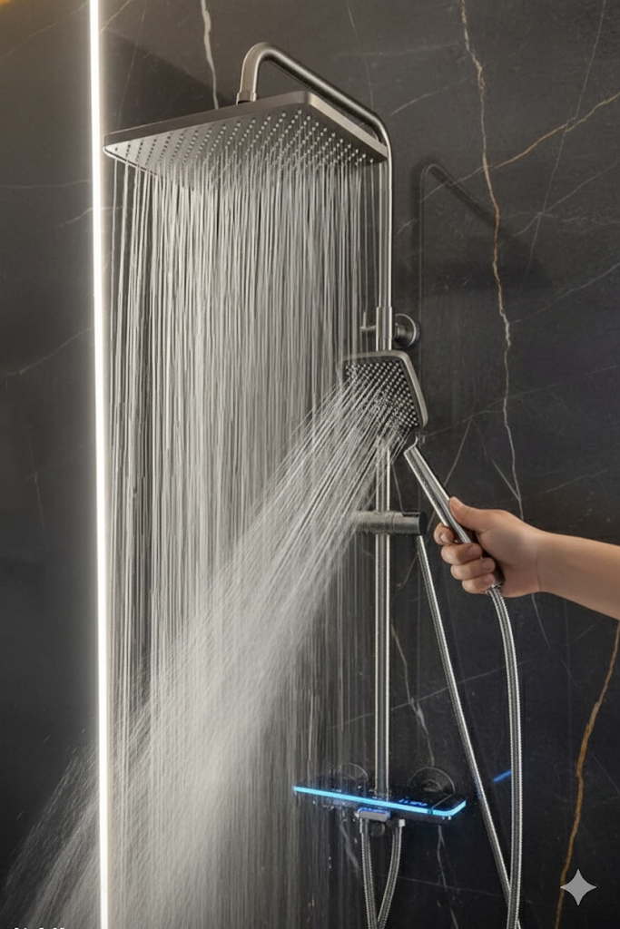 LED Display Imported Shower Set | 304 Steel Dual Handle Set