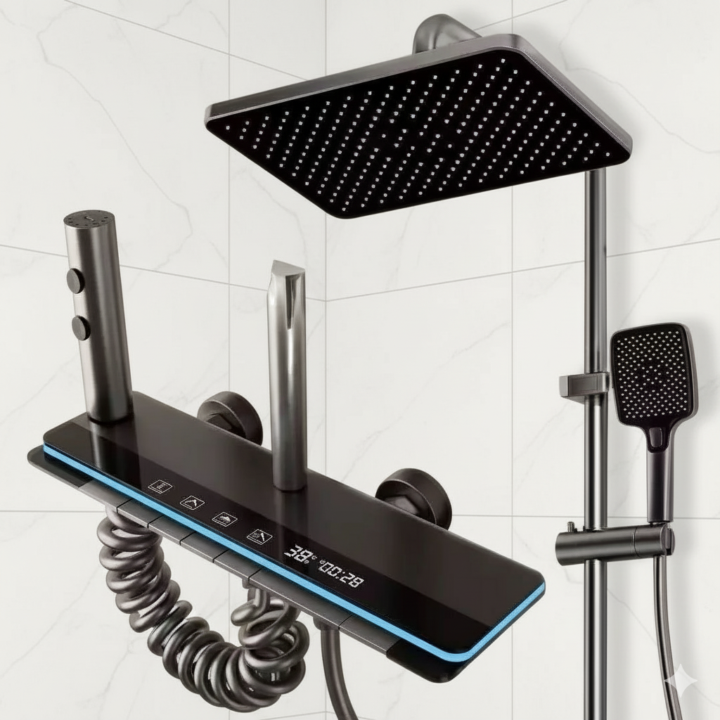Soft Grey Gun Rain Shower | Pressurized Hydropower Faucet