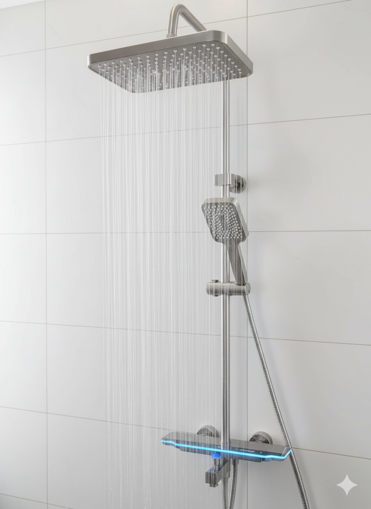 Soft Grey Gun Rain Shower | Pressurized Hydropower Faucet