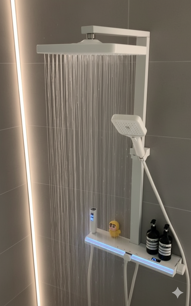 Premium White Imported Piano Shower Set | Luxury Bathroom