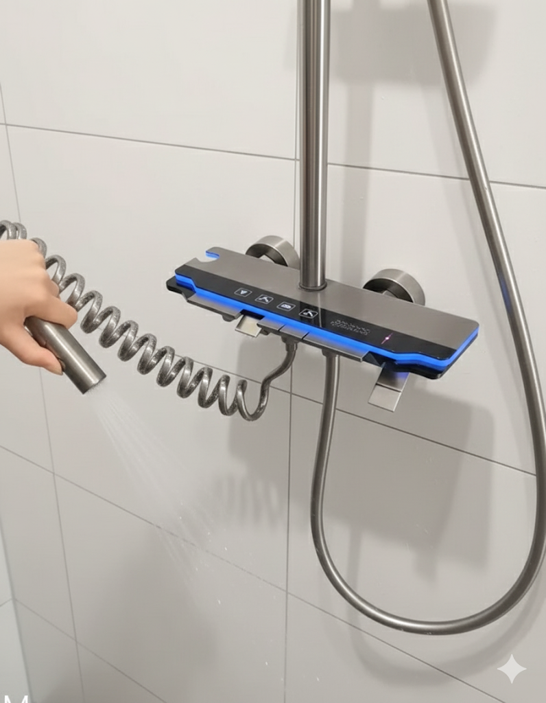 Soft Grey Gun Rain Shower | Pressurized Hydropower Faucet