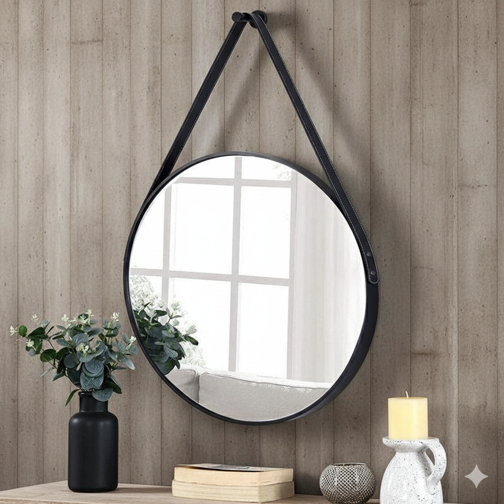 Nordic Round Wall Vanity Mirror with Aluminum Frame