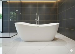 Freestanding Oval Soaking Bathtub – Solid Surface Tub